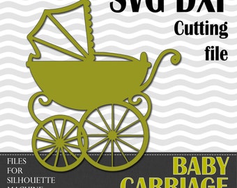 Baby carriage design, SVG,  DXF, vinyl cut files, for use with Silhouette Studio or other program.