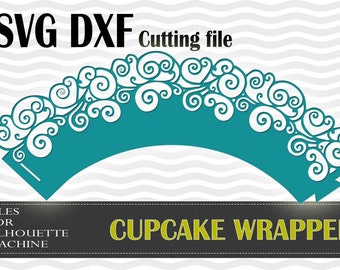 Waves Swirl Cupcake Wrapper SVG DXF Cut File (Digital Download)