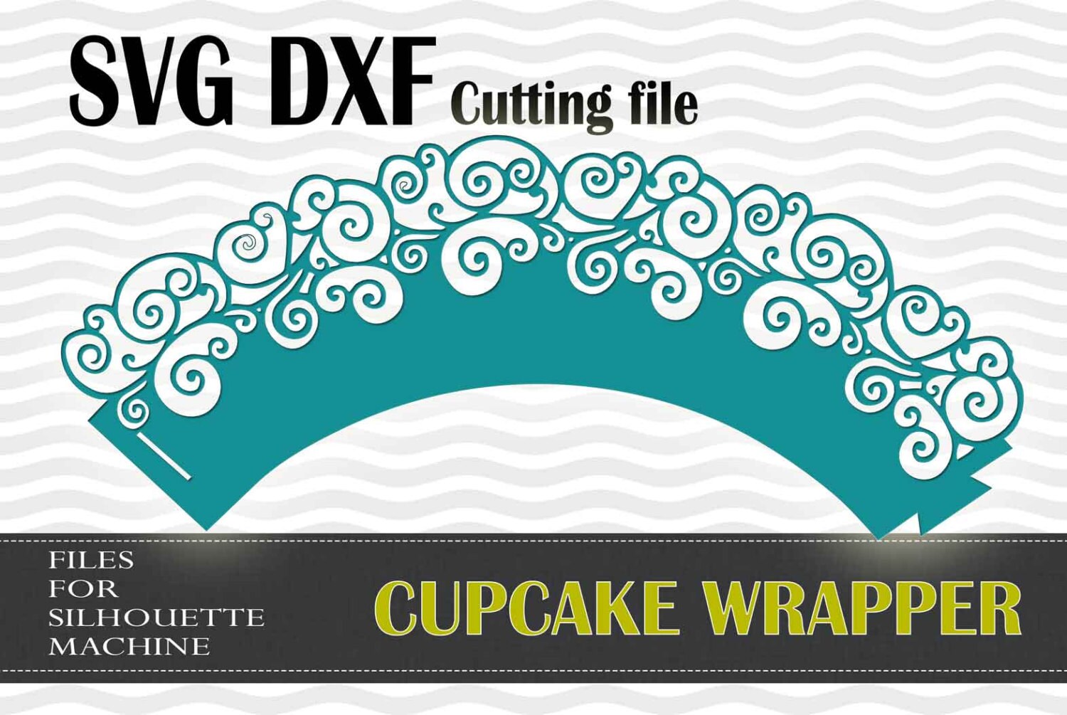 Cupcake Wrapper waves swirl SVG DXF cutting files Cupcake Wrapper waves swirl SVG DXF cutting files