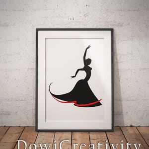 Flamencodanseres silhouet SVG: snijmachinebestanden (digitale download)