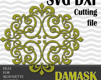 Damask designs, SVG,  DXF, vinyl cut files, for use with Silhouette Studio or other program.