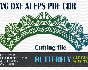 Butterfly Cupcake Wrapper SVG: Laser Cut Template (Digital Download)