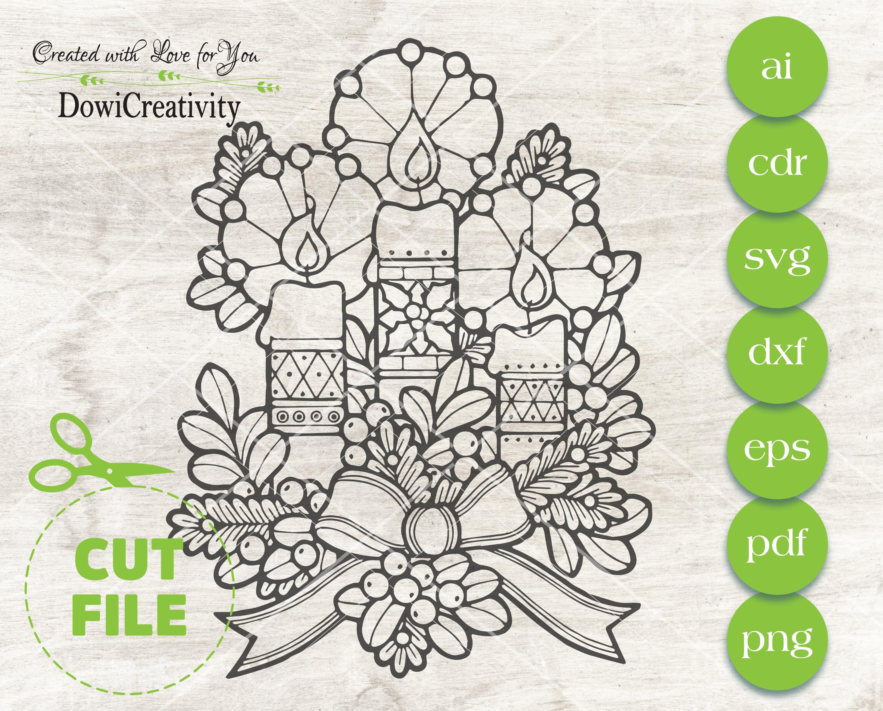 Christmas Candles SVG File, Cutting File , Sticker Svg File, Vector, Digital File, Laser