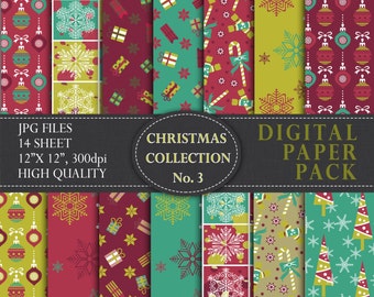 Christmas Scrapbook Paper Pack: Holiday Digital Backgrounds (Digital Download)