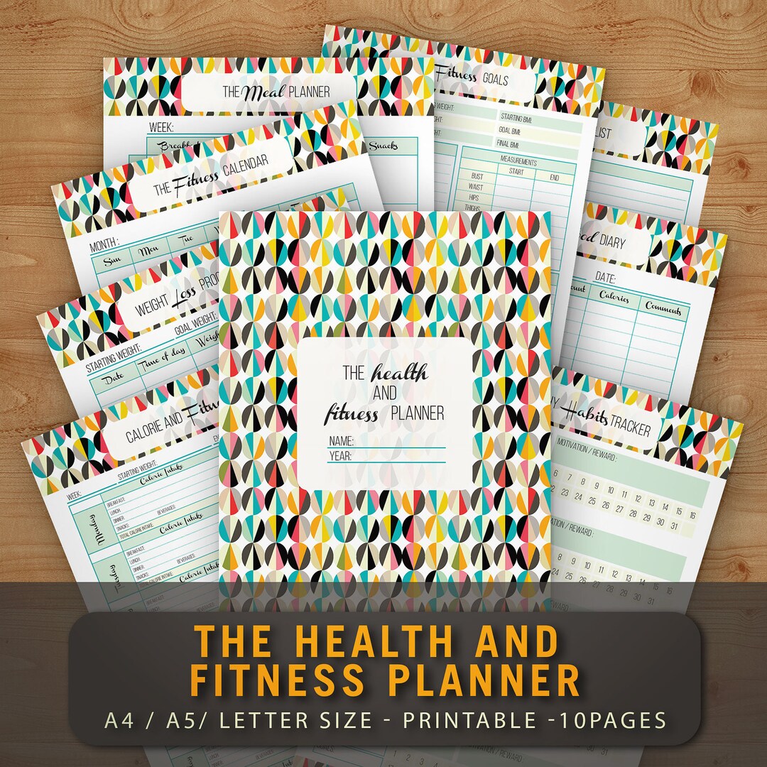 Fitness Planner Organizer Printable Health Journal Workout Log Sheduler ...