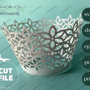 Flower Cupcake Wrapper SVG: Laser Cut Template (Digital Download)