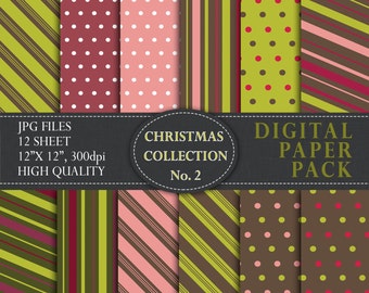 Christmas Scrapbook Paper Pack: 12"x12" Printable Papers (Digital Download)