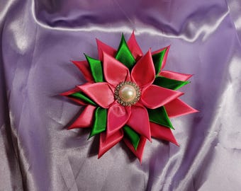 Fabric Flower Petal Brooch, Pendant, Pin