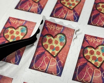 Heart Faux Postage Stickers - Heart Stickers - Heart Stamps - Fake Postage for Envelope Decoration - Support USPS