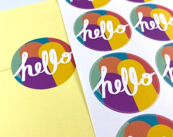 Colorful “Hello” Envelope Seal Stickers- Cute Penpal Stickers - Envelope Seals - Penpal Mail