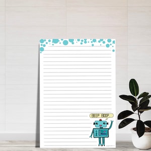 Printable Cute Robot &quot;Beep Boop&quot; Stationery Sets - Writing Set - Whimsical - Pretty - Colorful - Quirky - Pen Pal Letter Set - Snail Mail