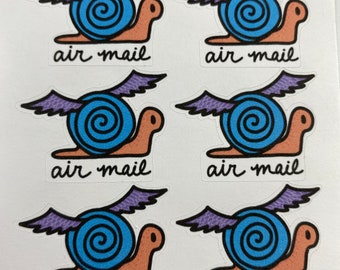 Flying Snail Air Mail Labels for Packages and Envelopes - Airmail Stickers- Par Avion