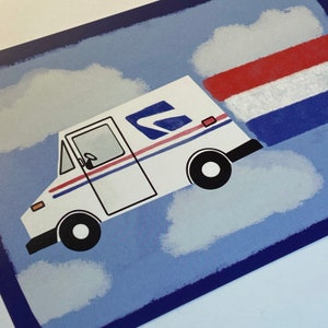 Flying Mail Truck Postcard Funny Mail Truck Postcard Cute, Whimsical Mail Themed Print immagine 2