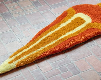 Burnt Orange MidMod Ornament Textile Wall Hanging / Small Table Rug