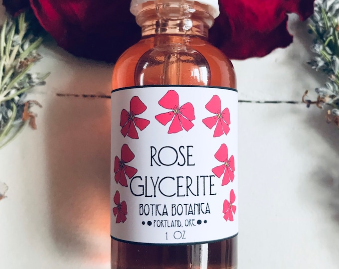 Featured listing image: Rose Glycerite >> Alcohol-Free, Heart-Nurturing Tonic for Grief, Anxiety, Heartache, Clear Boundaries>> 1 oz