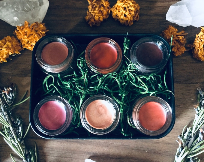 Featured listing image: Lip & Cheek Tint Set -- Choose 6 Colors -- Natural Handmade -- 3.5 ml Glass Jars