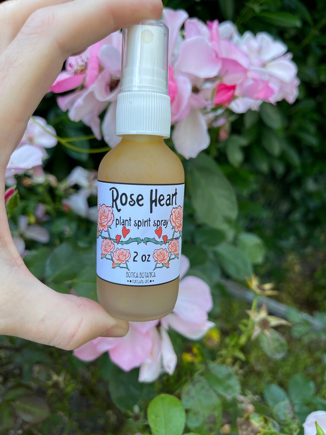 Rose Heart Plant Spirit Spray 2 Oz Rose Fragrance. Rose Flower Essence