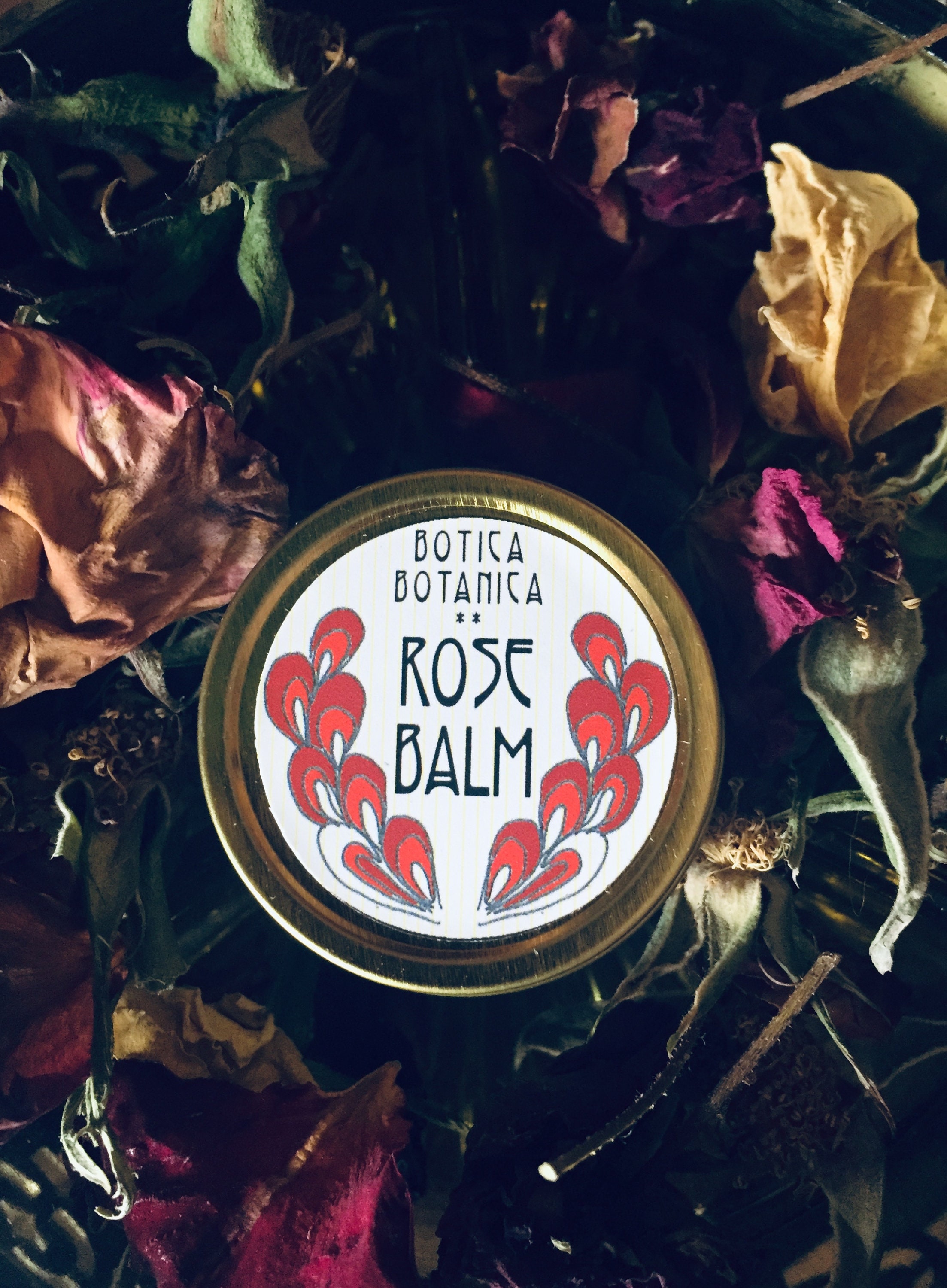 Rose Balm >> Allpurpose balm infused with botanicals >> .5 oz