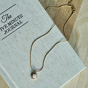 Square pendant stone simple gold 14K plated necklace