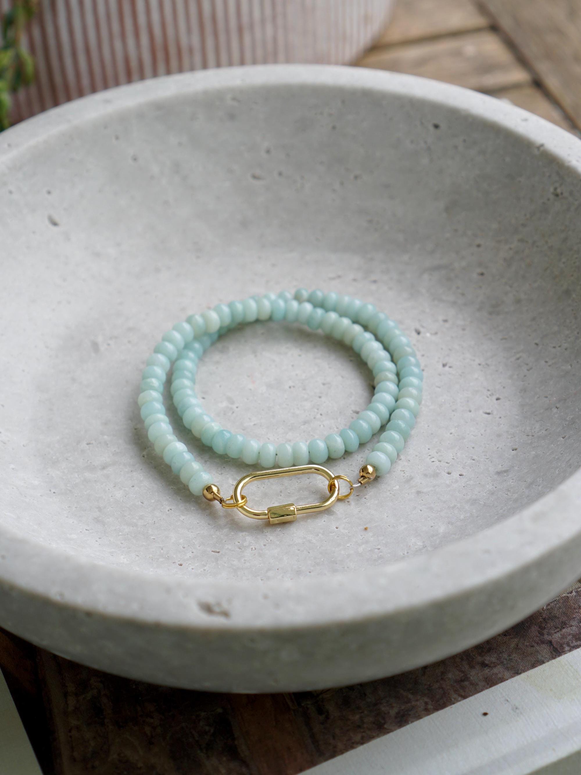 Beaded Rondelle Stone Necklace // Peruvian bright beaded necklace blue green