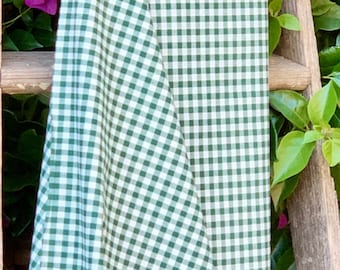 Green Gingham Check Plaid - Small Check - 100% Cotton - By the Yard - 44" Wide - FREE SHIPPING