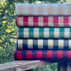 Buffalo Check Fabric - Buffalo Plaid Homespun Fabric - Farmhouse Style - Country Tea dye Black Red Green Cream - Cabin Rustic