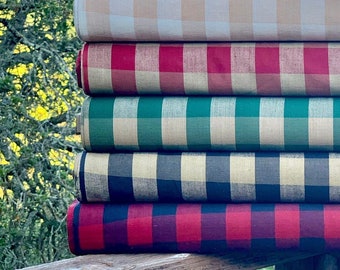 Tessuto Buffalo Check - Tessuto Homespun scozzese Buffalo - Stile fattoria - Tintura tè country Nero Rosso Verde Crema - Cabina rustica