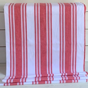 Homespun Red and White Stripe Fabric - Woven, Doubled Sided ,Available in Yard(s), 1/2 yard, 1/4 yard, Fat Quarter