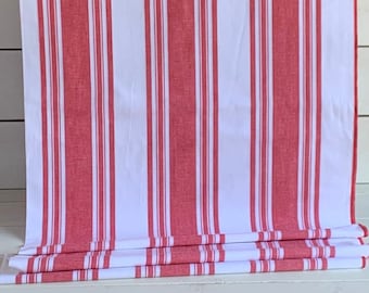 Homespun Red and White Stripe Fabric - Woven, Doubled Sided ,Available in Yard(s), 1/2 yard, 1/4 yard, Fat Quarter