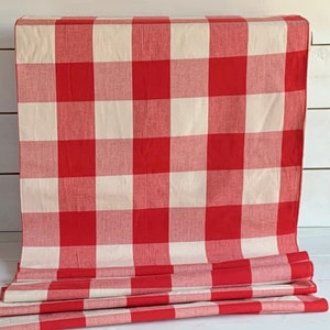 Homespun Red and Cream Check Buffalo Plaid Fabric - 3&quot; squares - Woven, Doubled Sided ,Available in Yard(s), 1/2 yard, 1/4 yard, Fat Quarter