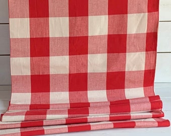 Tecido xadrez de búfalo xadrez vermelho e creme caseiro - quadrados de 3" - tecido, dupla face, disponível em jarda(s), 1/2 jarda, 1/4 jarda, Fat Quarter