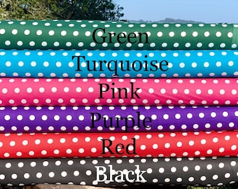 Polka Dot Fabric by the Yard - Purple Black Red Turquoise Aqua Blue Pink Green - Cotton -6 Colors - By the 1/2 Yard or Fat Quarter Bundle