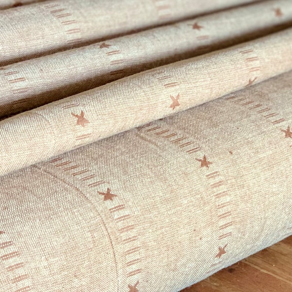 Primitive Style Star Fabric - Tan Star Primitive Homespun Cotton Fabric - Star Fabric - Country Farmhouse Style - Gold Tan Color