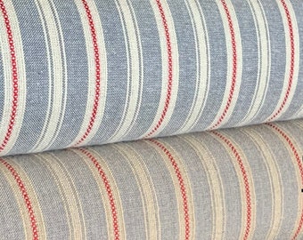 Vintage Style Ticking - Primitive Homespun Ticking Fabric - Striped Homespun Fabric - Country Farmhouse Style - Grey Gray Ticking Fabric