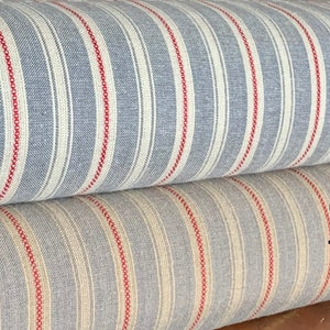 Vintage Style Ticking - Primitive Homespun Ticking Fabric - Striped Homespun Fabric - Country Farmhouse Style - Grey Gray Ticking Fabric