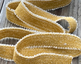 Fita para saco de grãos – Fita amarela com borda crua – Borda desfiada – 3/4 polegadas de largura – Fita de tecido para diário de lixo – comprimento de 5 jardas