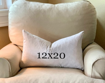 Feather Pillow Insert - 100% Downproof Cotton - Lumbar Pillow - Feather  Hypoallergenic Fill - 12x20 - Premium Quality