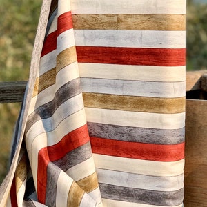 Barnwood Wood Plank Floor Fabric - Red, White, Gray - Thistle Hill Collection - 100% Cotton - Premium Quality - 44" Wide