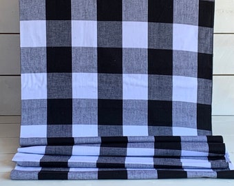 Homespun Black and White Check Buffalo Plaid Fabric - 3" squares - Woven, Doubled Sided ,Available in Yard(s), 1/2 , 1/4 yd, Fat Quarter