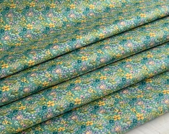 Tiny Floral, Farm Meadow by Clare Therese Gray Windham Fabrics - Mint 52797-14 Cotton Fabric by the Yd, 1/2 yd, 1/4 yd, and Fat Quarter