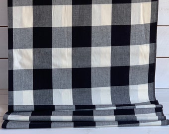 Homespun Black and Cream Check Buffalo Plaid Fabric - 3" squares - Woven, Doubled Sided ,Available in Yard(s), 1/2 , 1/4 yd, Fat Quarter