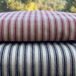 54&quot; Ticking Fabric by the Yard- Vintage Ticking - Medium Weight-Our Exclusive Ticking- French Country - Farmhouse Style- Black & TAN Stripes