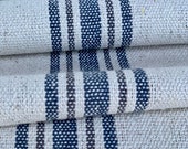 NEW Grain Sack Fabric by the Yard - Ticking Fabric - French Country - Cottage Farmhouse Style - Blue and Gray Stripes -54 quot Wide-1 to 12 YD.
