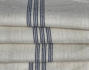 Grain Sack Fabric by the Yard - Ticking Fabric - French Country - Cottage Farmhouse Style - Blue Stripes - 54" Wide - 1 to 12 YD. Cuts
