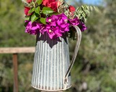 Galvanized Pitcher - Milk Can - Jug - Vase - Utensil Holder - Country Primitive Decor - Farmhouse Style - Primitive Charm - 10 quot H