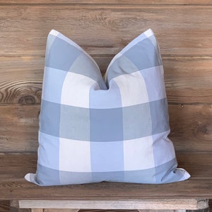 Lilac Buffalo Plaid Pillow Cover - Lilac Check Pillow Cover - Large Check Pattern Upholstery Grade Fabric Throw, Zipper, Feather/Down Insert
