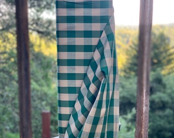 Buffalo Check Fabric - Buffalo Plaid Homespun Fabric - Farmhouse Style - Country Tea dye Green Cream - Cabin Rustic -Spedizione gratuita