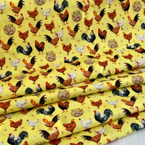 Poulets, Farmers Market Collection par Whistler Studios & Windham Fabrics - Tissu jaune 52766-4 par Yd, 1/2 yd, 1/4 yd et Fat Quarter