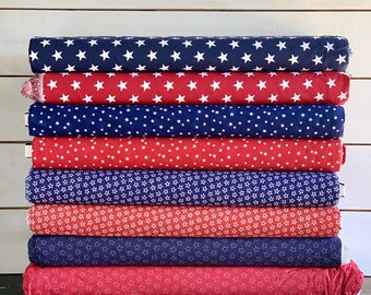 Patriotic Americana 4th of July Fabric - Red White and Blue Star Collection - Independence Day - Cotton - By the Yard or Fat Quarter Bundle