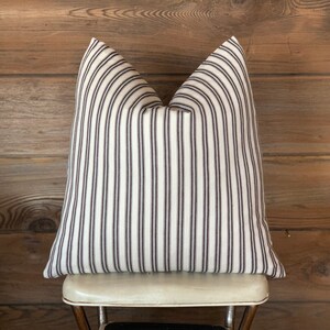 Black Stripe Ticking Pillow Cover - Farmhouse Lumbar - Ticking Lumbar - Ticking Throw - Zipper - Feather/Down Insert - 23 Sizes Available